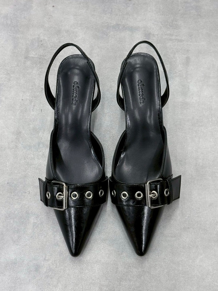 7/10 20:00発売 受注制【nmtc+】Buckle Strap Stiletto Slingback Heels (2color)