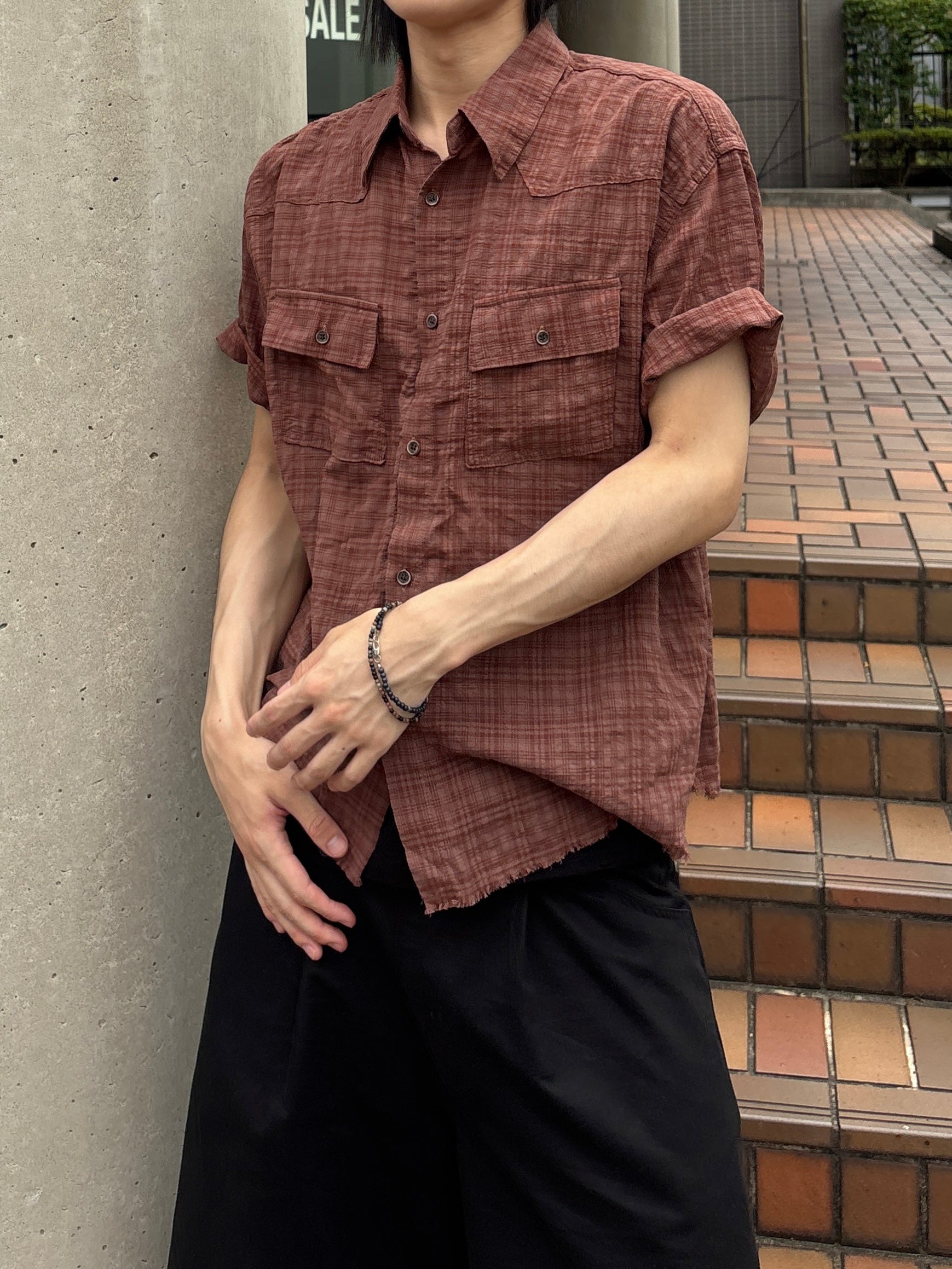 受注制【youll】Cut off half sleeve check shirt (3color)