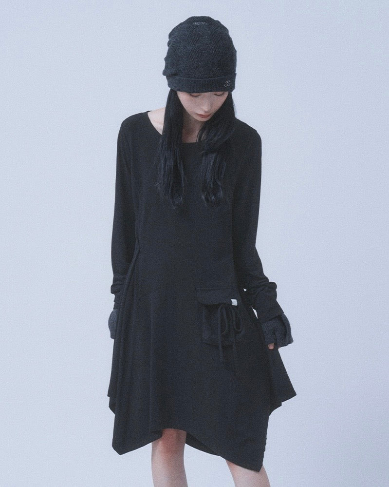 【TUOMIO】BOAT NECK JERSEY DRESS