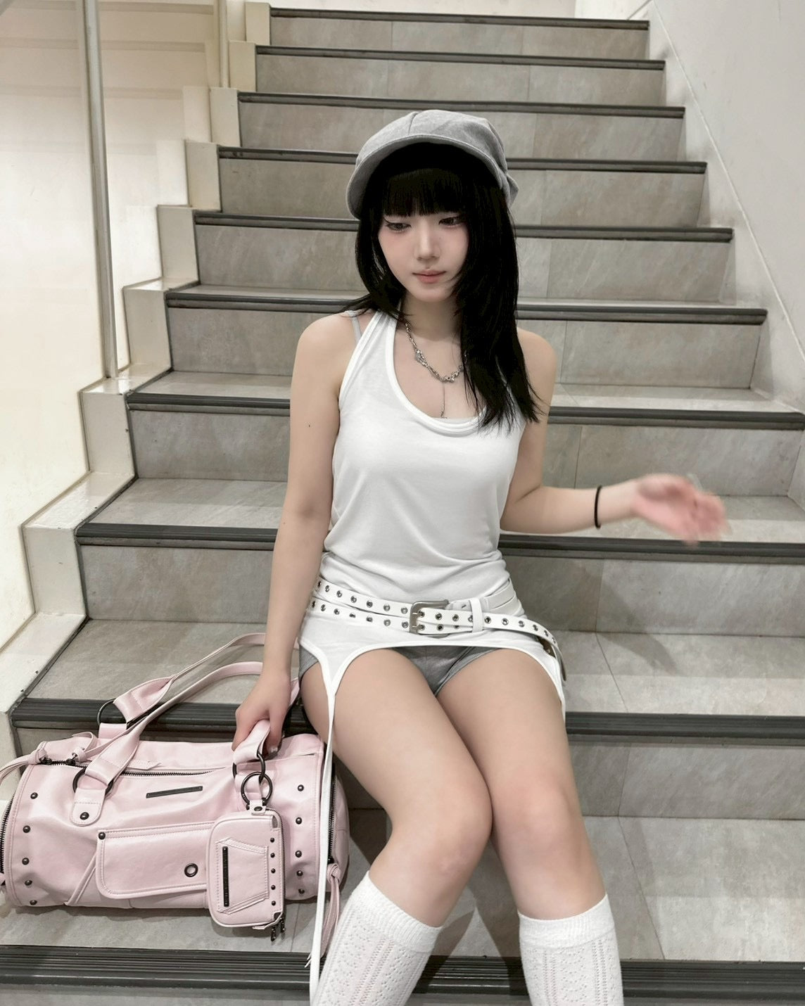 受注制【nmtc+】Layered Halter Strap Tank Dress (3color)
