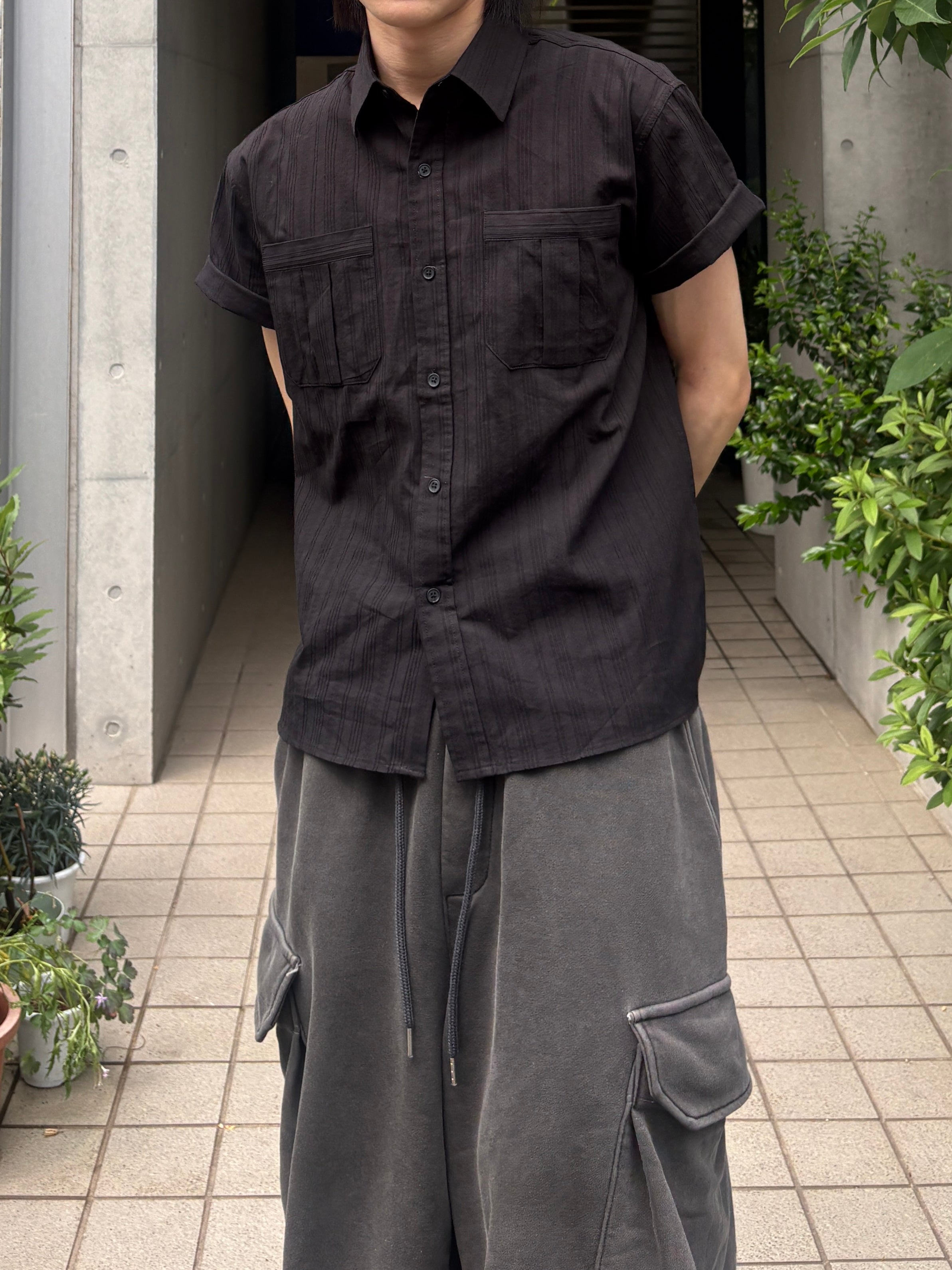 受注制【youll】jacquard cropped shirt (2color)