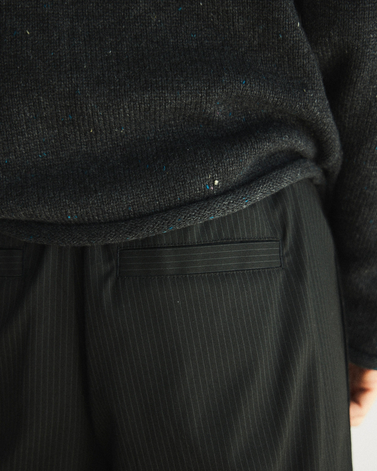 【CS】stripe cross tuck drape slacks