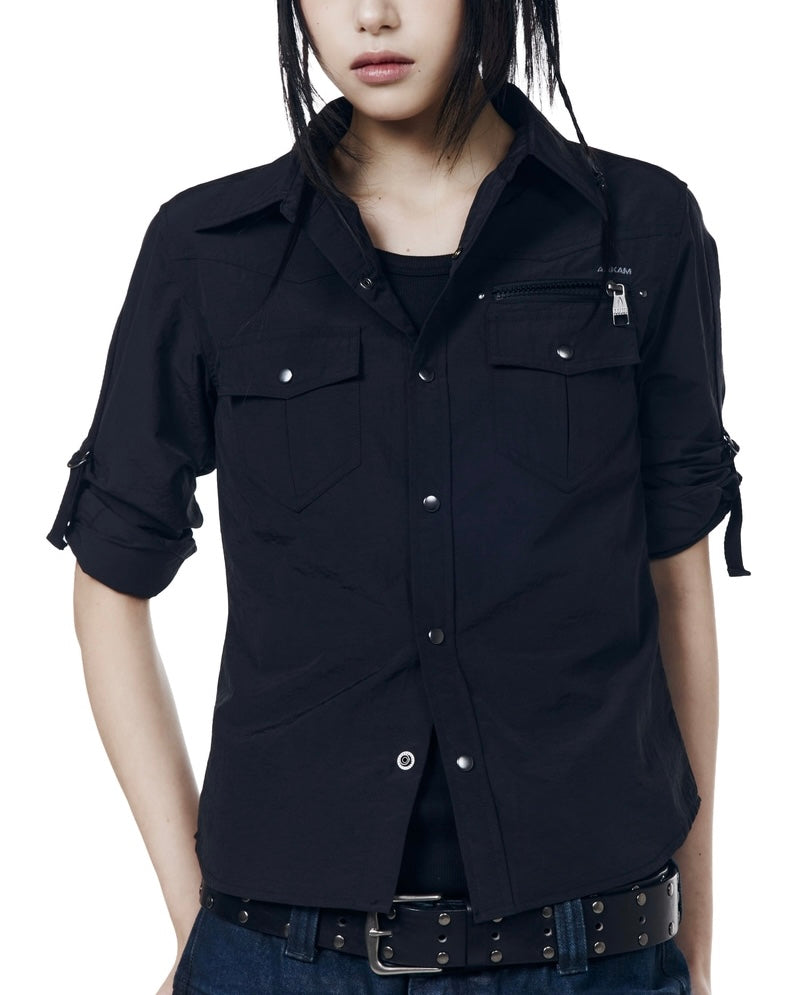 【AAKAM】Roll-Up Nylon Safari Shirts