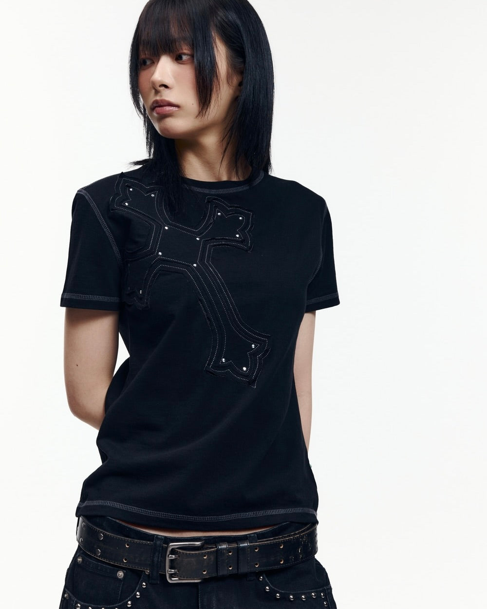 【AAKAM】Big Patch CROS2 Half Top