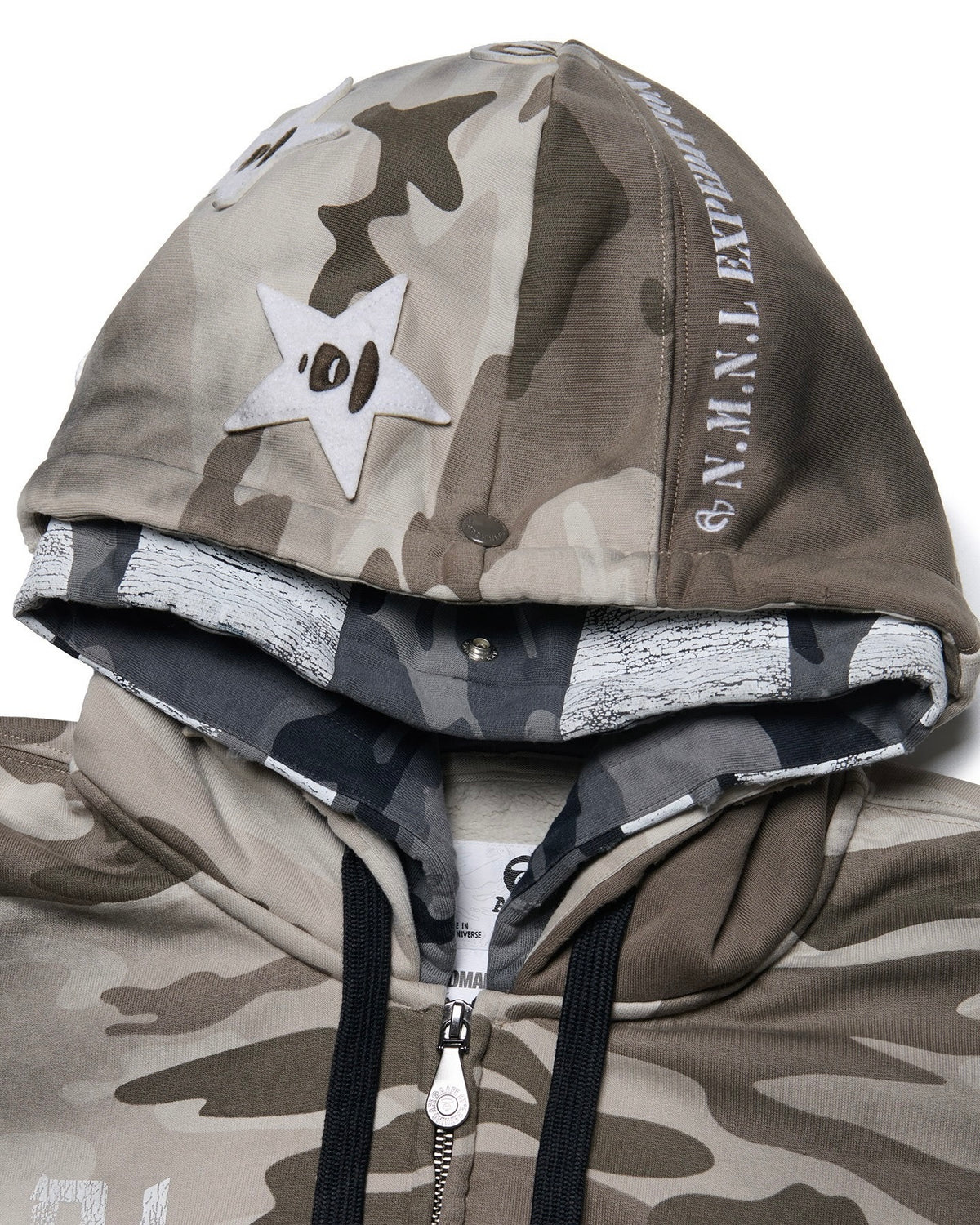 【NOMANUAL】AAPE X NMNL DOUBLE HOODED ZIP-UP(SAND CAMO)