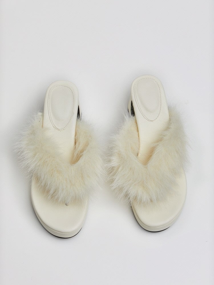 【GATELESS】FLUFFY STRAP FLIP-FLOPS