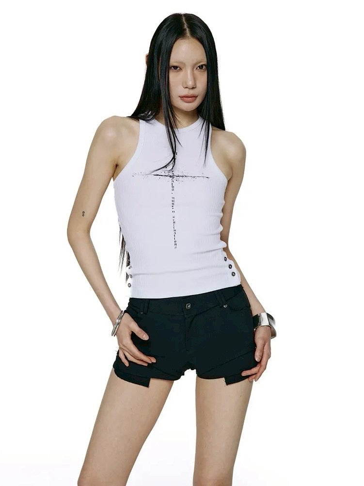 【ROCK CAKE】Side Button Sleeveless