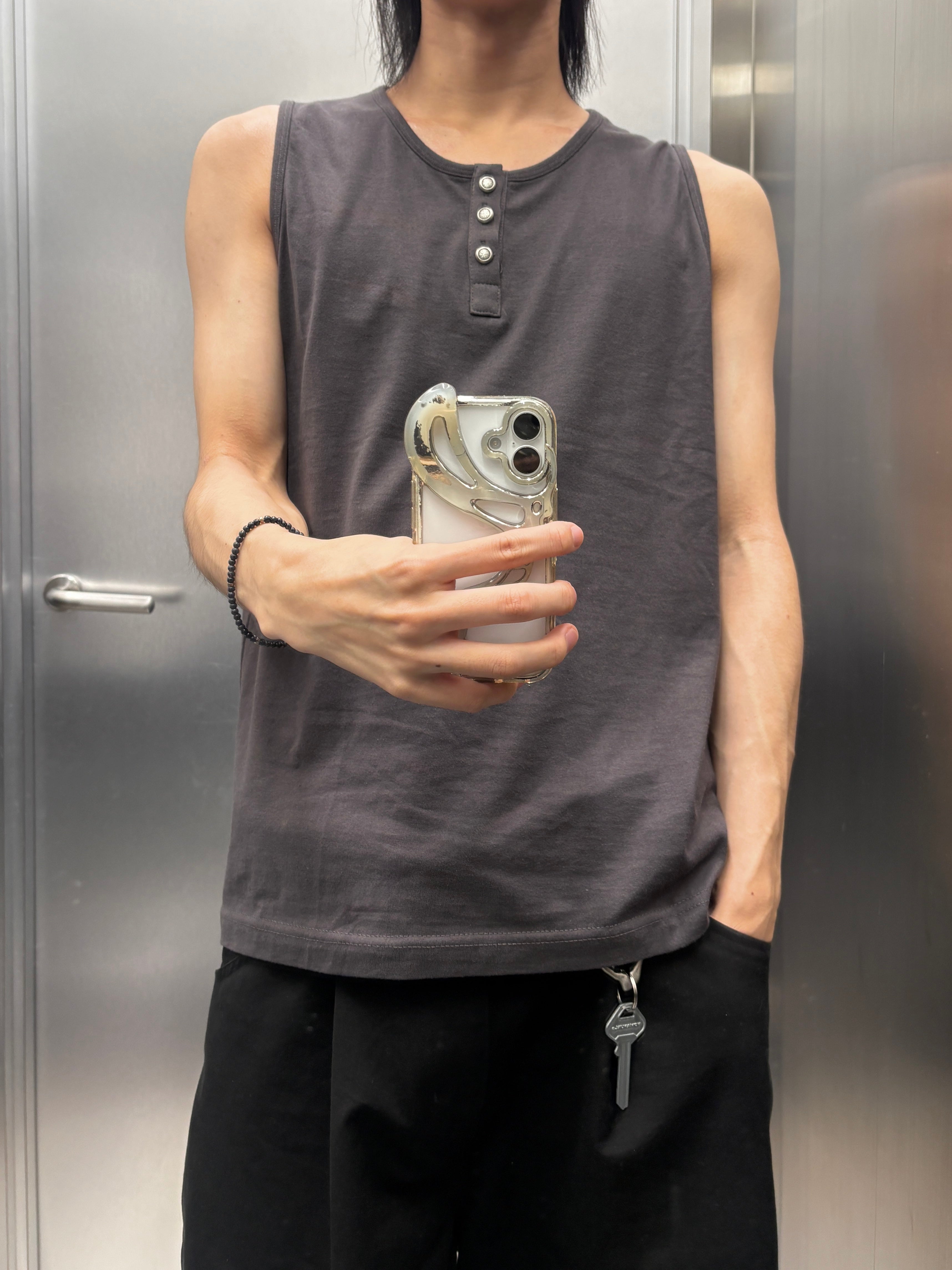 受注制【youll】Henley neck tank top (3color)