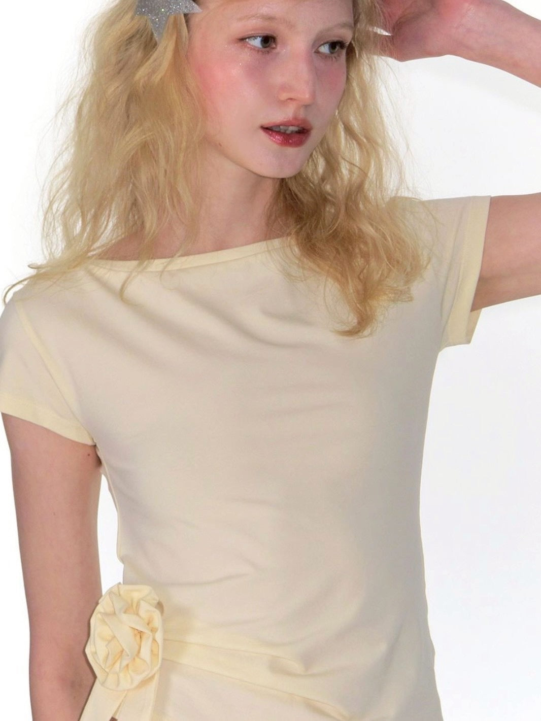 【CRANK】ROSETTE SHIRRING TOP