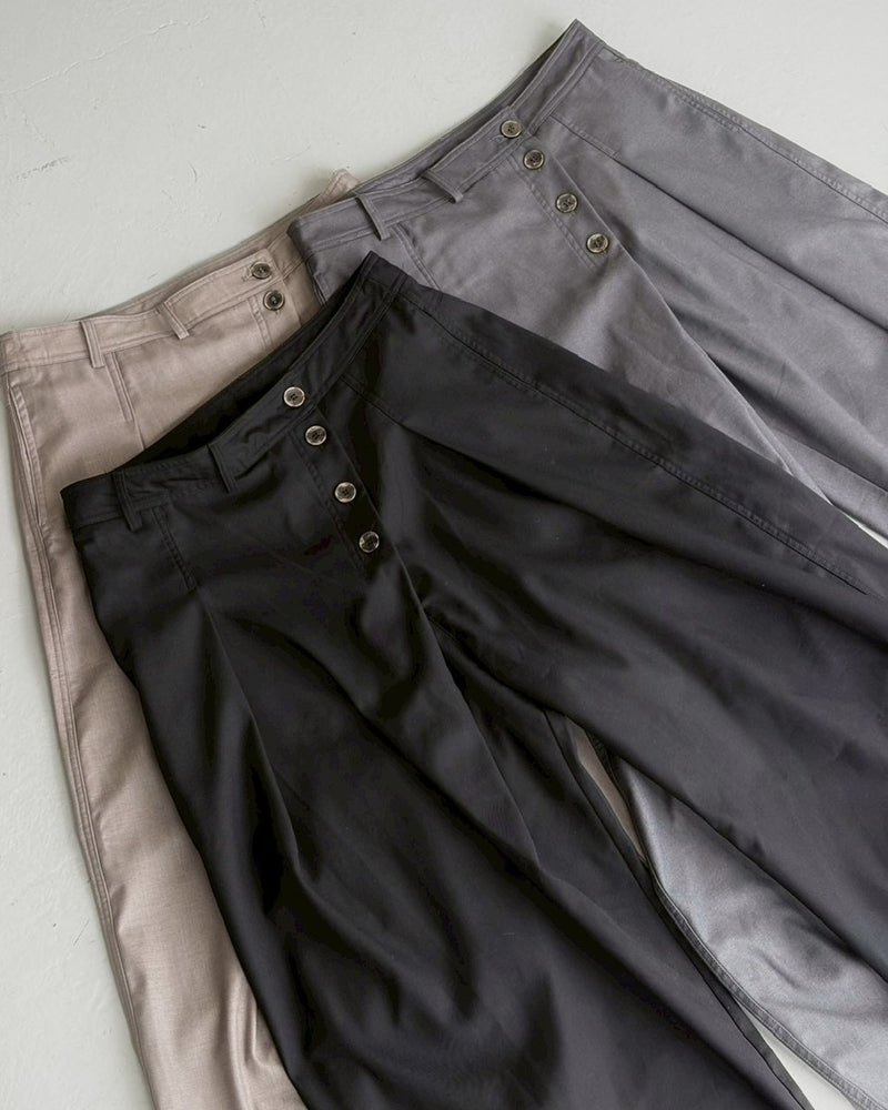 国際配送【LUV CODE】diagonal button wide pants (3color)