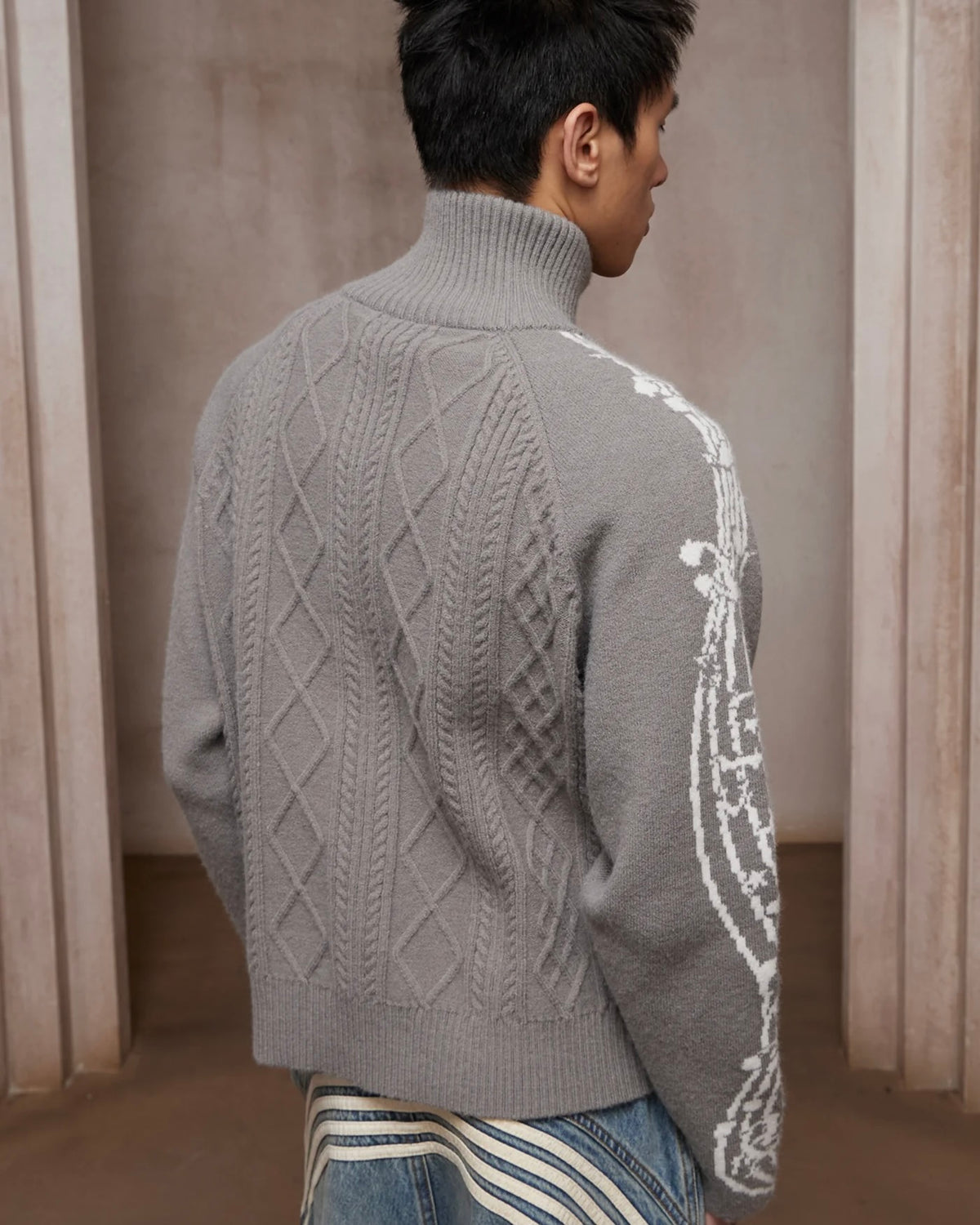 【DND4DES】Music Note Jacquard Knit Jacket