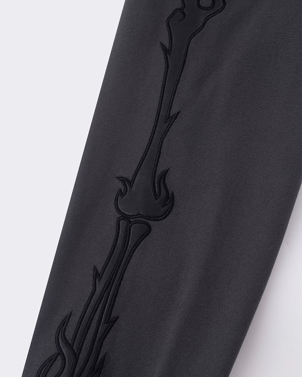 【SUPPLIER】Fire Bones Leather Patch Zip Hoodie