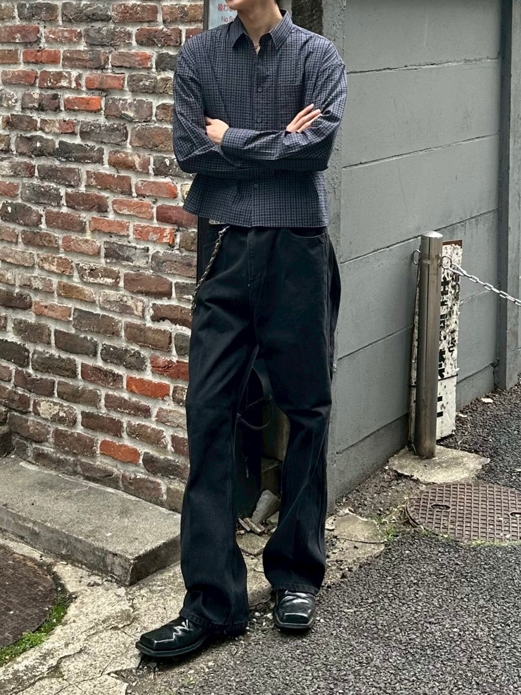 大阪店WEB限定受注制【Chikashitsu +】modern crop check shirt (2color)