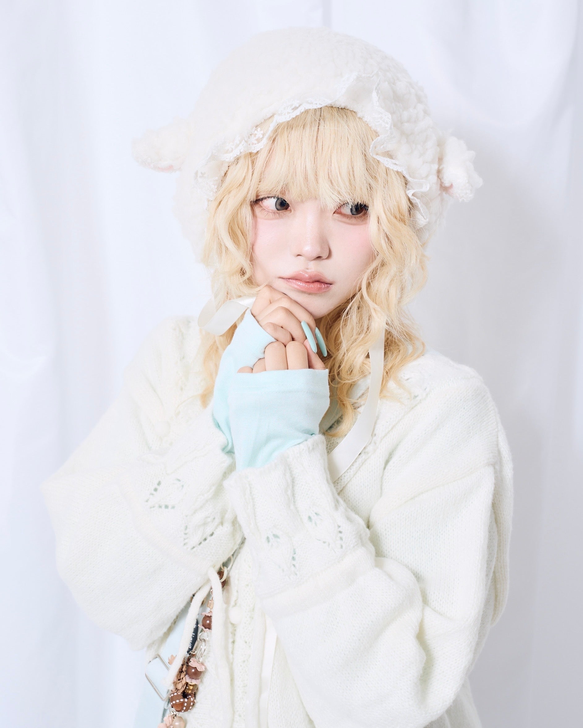 9/18 20:00 発売 国際配送【Nerd out XU】lace sheep bonnet