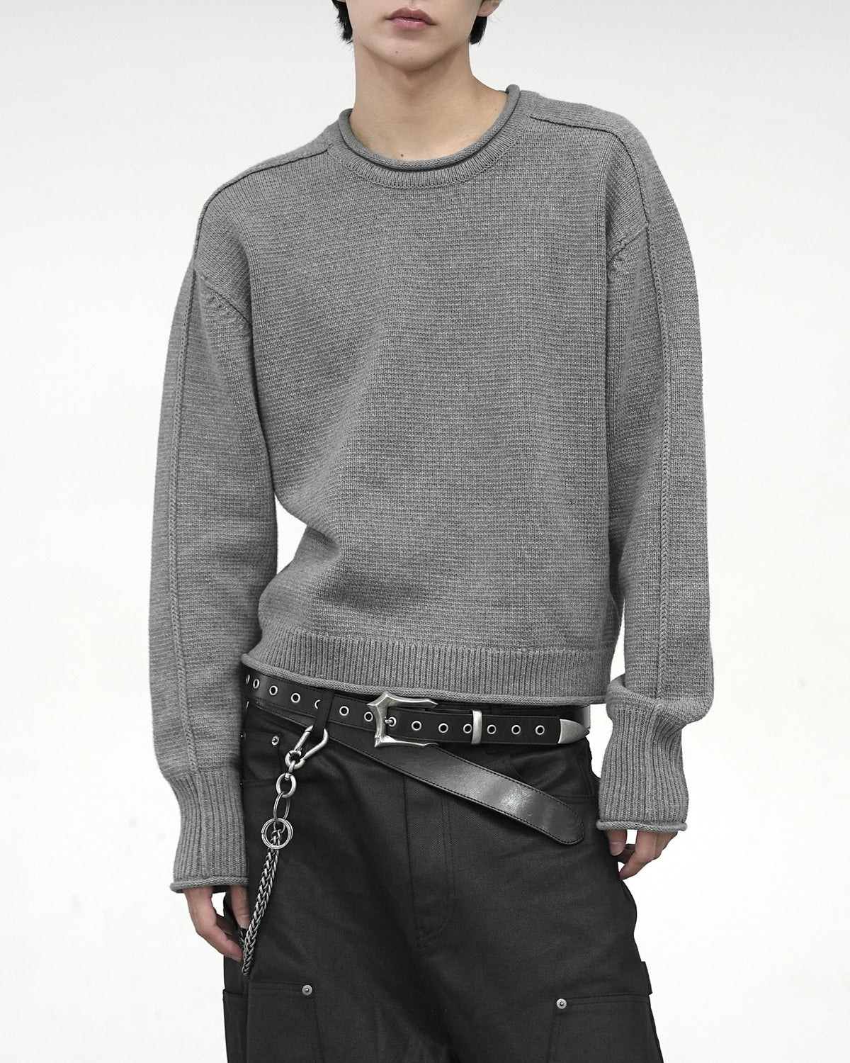 【CHIKASHITSU PLUS HIGH】Contour roll knit sweater (2color)