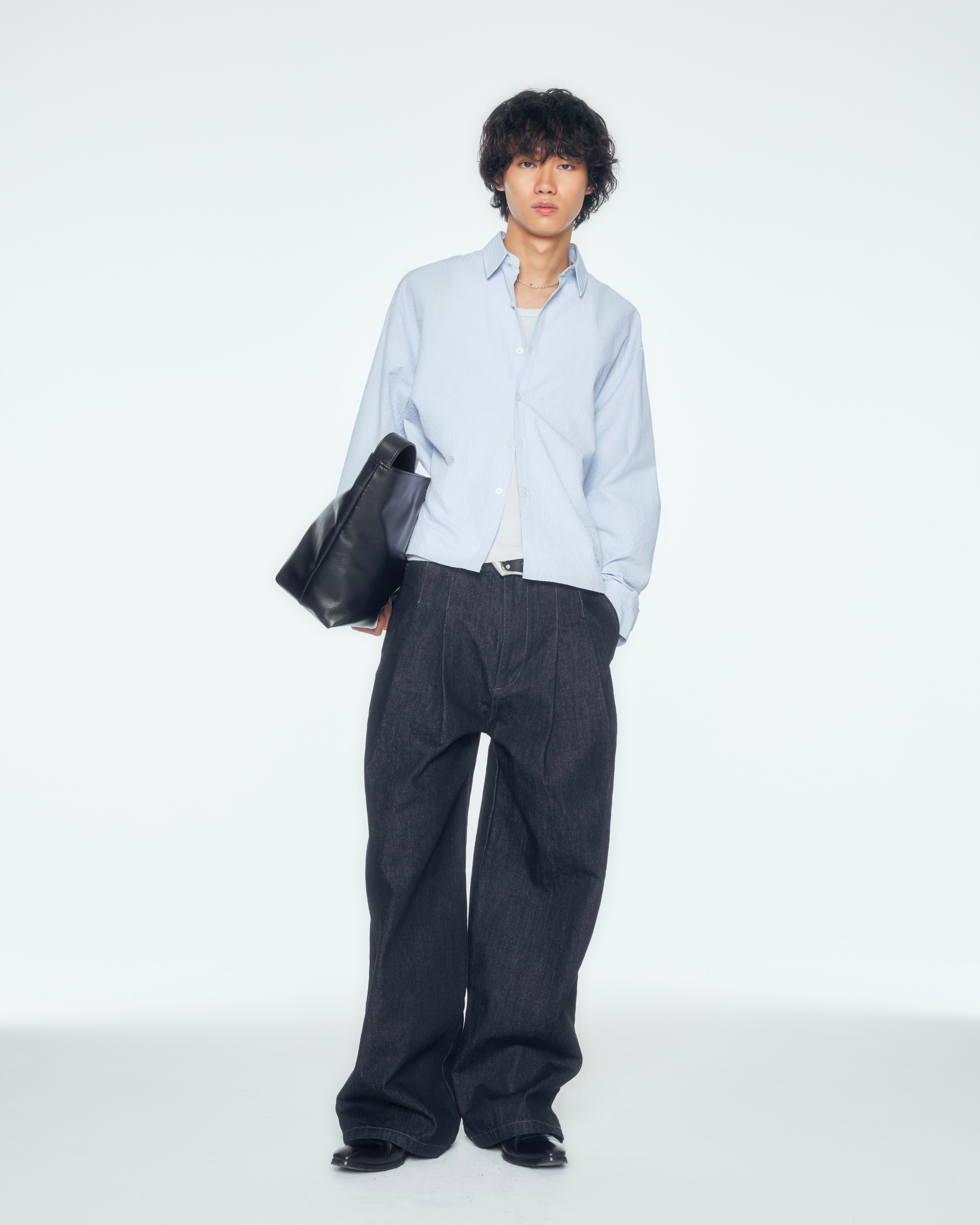 CS シャツ　ブルーCROPPED STRIPE BUTTON UP SHIRT CS】CROPPED STRIPE BUTTON UP SHIRT – PRESSING WEB SHOP