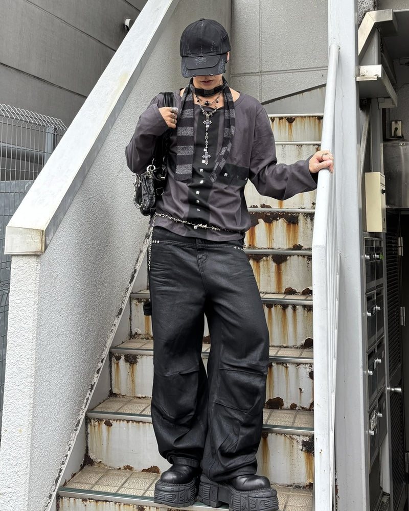 受注制【Never mind the XU】coating denim pants