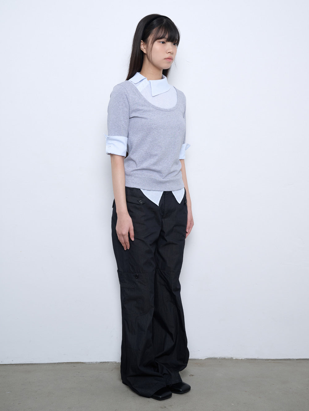 【TUOMIO】ASYMMETRIC COLLAR TOP
