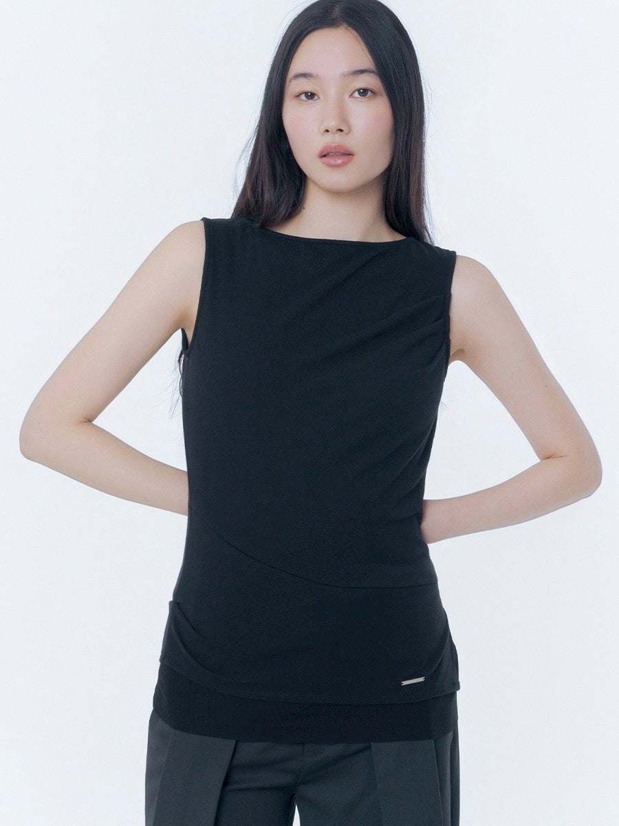 【Miseki seoul】Unbalanced sheer layered sleeveless