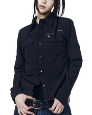 【AAKAM】Roll-Up Nylon Safari Shirts