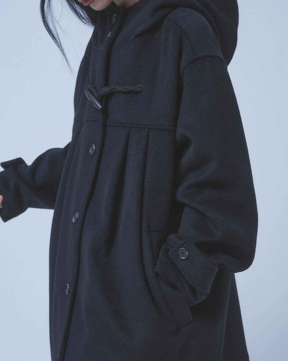 【TUOMIO】PLEATED TOGGLE WOOL COAT