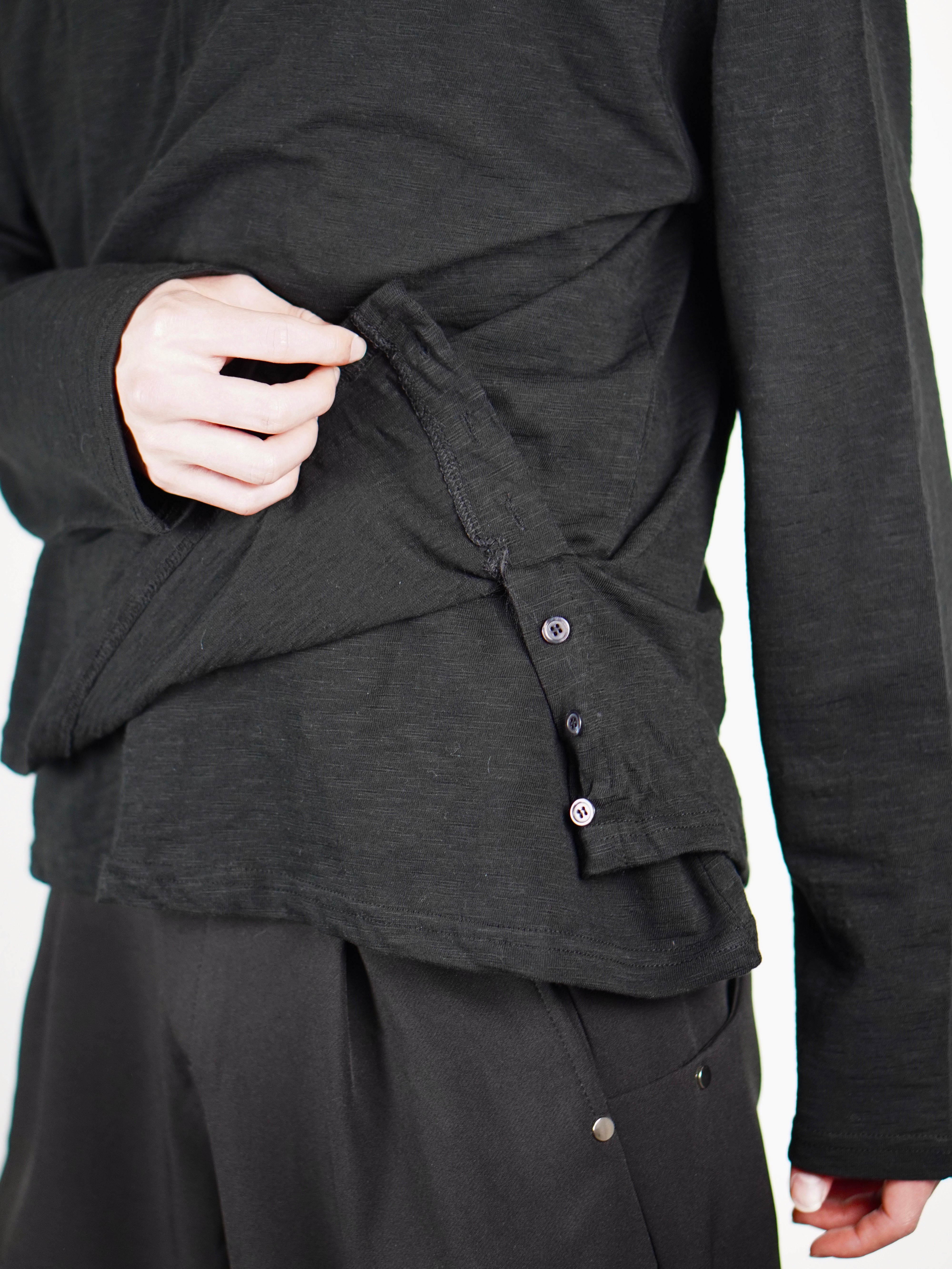 受注制【Chikashitsu +】sheer cotton henley neck long sleeve (4color)