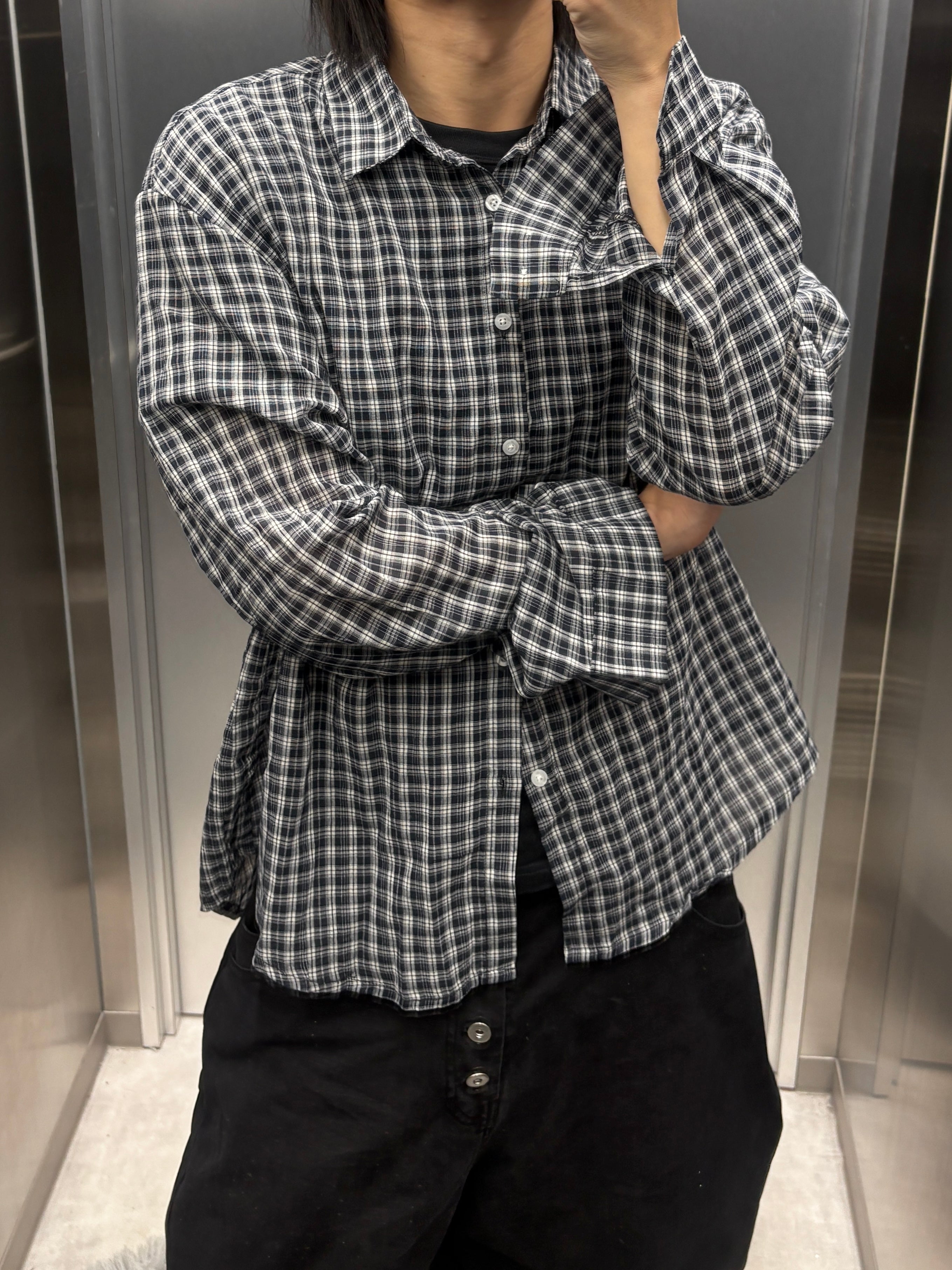 受注制【youll】sheer check shirt (3color)