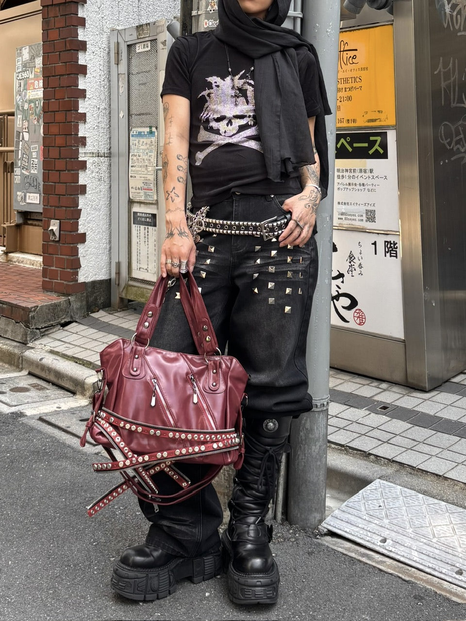 受注制【Never mind the XU】2way faux leather bag (4color)