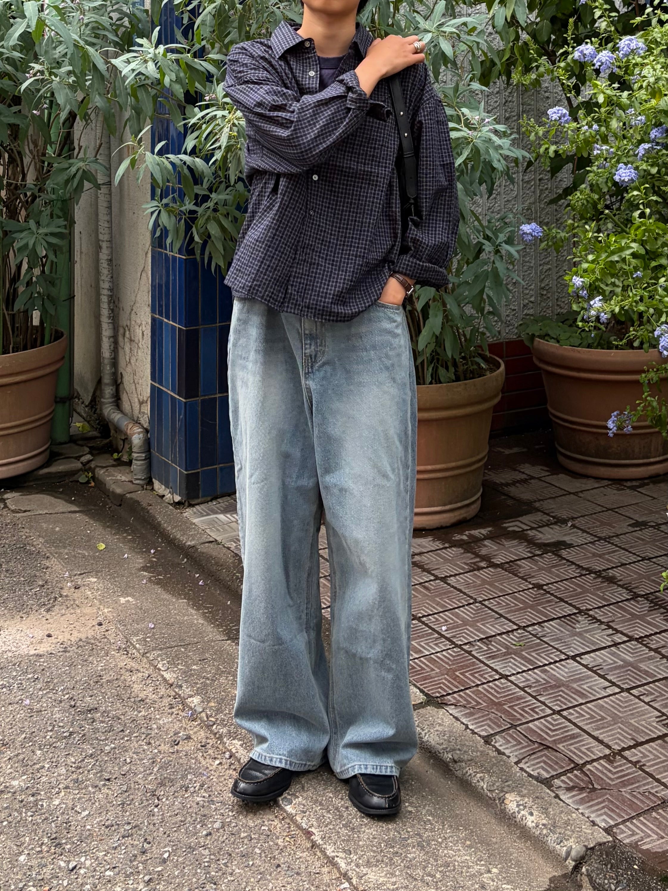 東京店WEB限定受注制【Chikashitsu +】relax check shirt (2color)