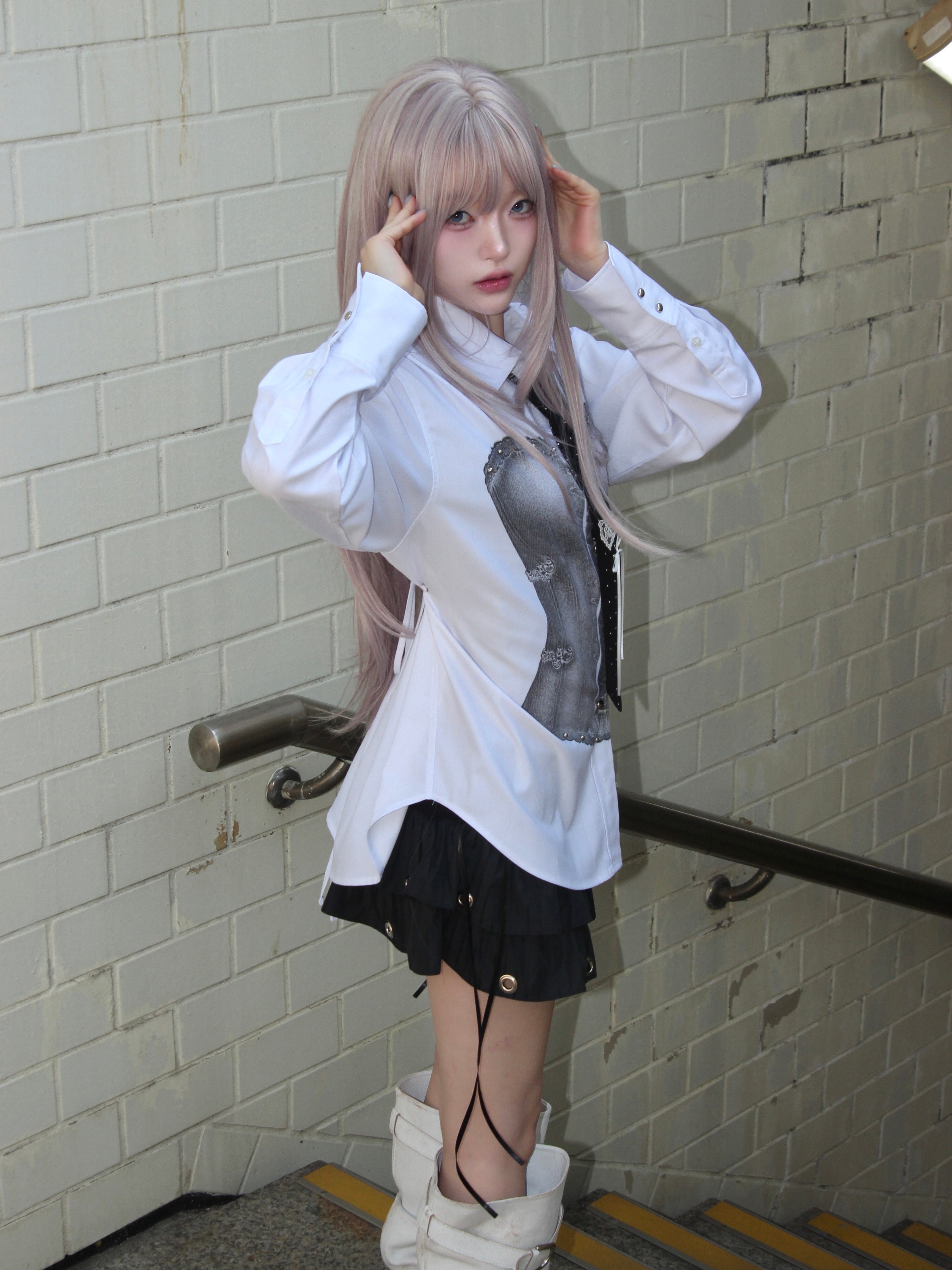 【CHERRYQUIRI】Ghost Corset Print Shirt