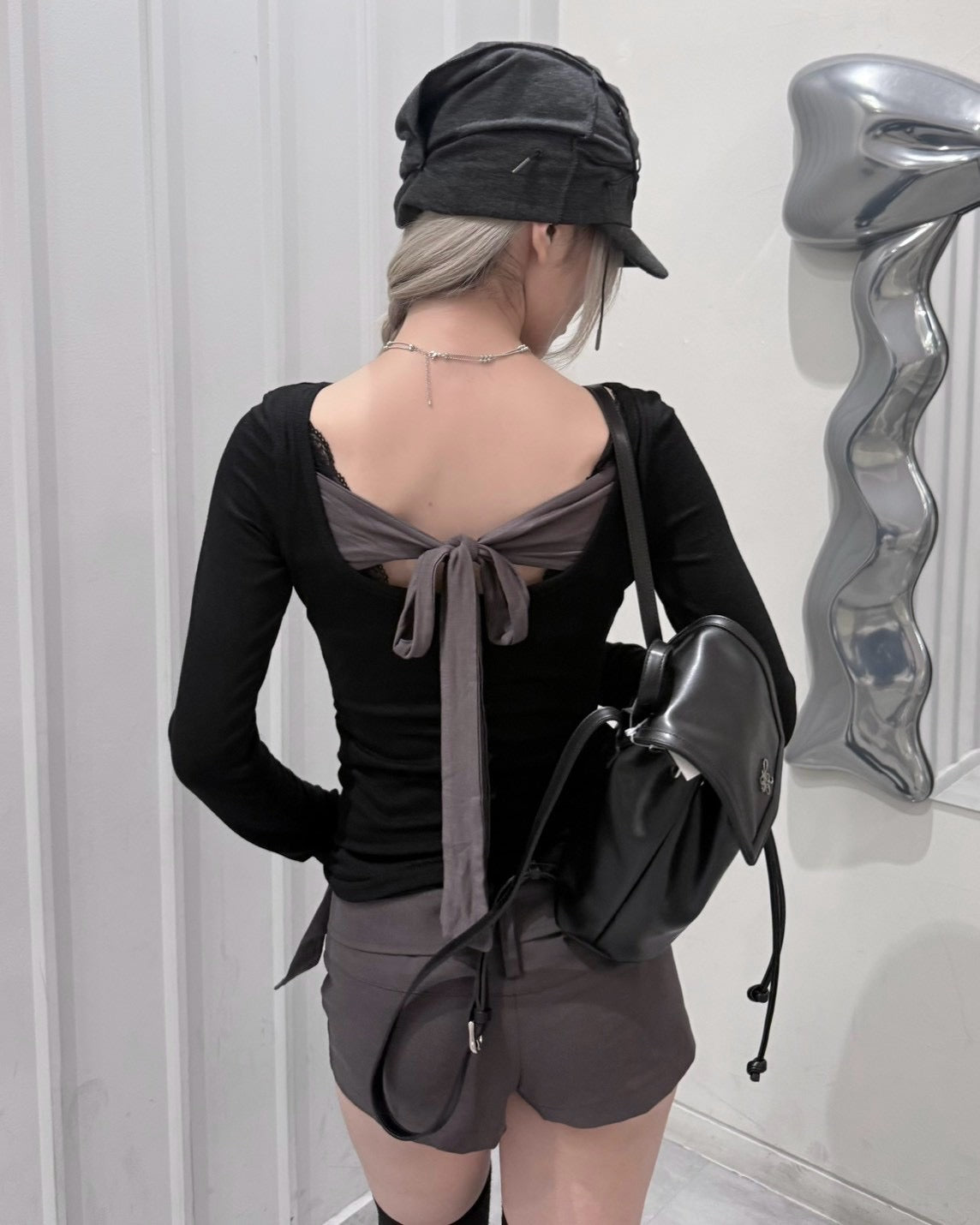 受注制【nmtc+】Ribbon Layered Long Sleeve Top (2color)