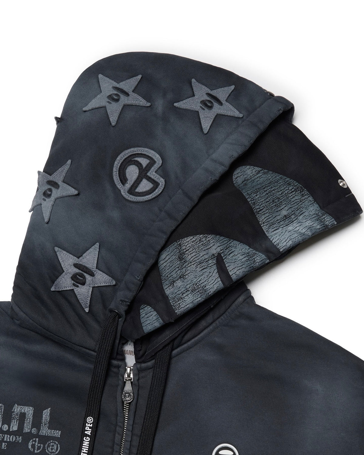 【NOMANUAL】AAPE X NMNL DOUBLE HOODED ZIP-UP(BLACK)