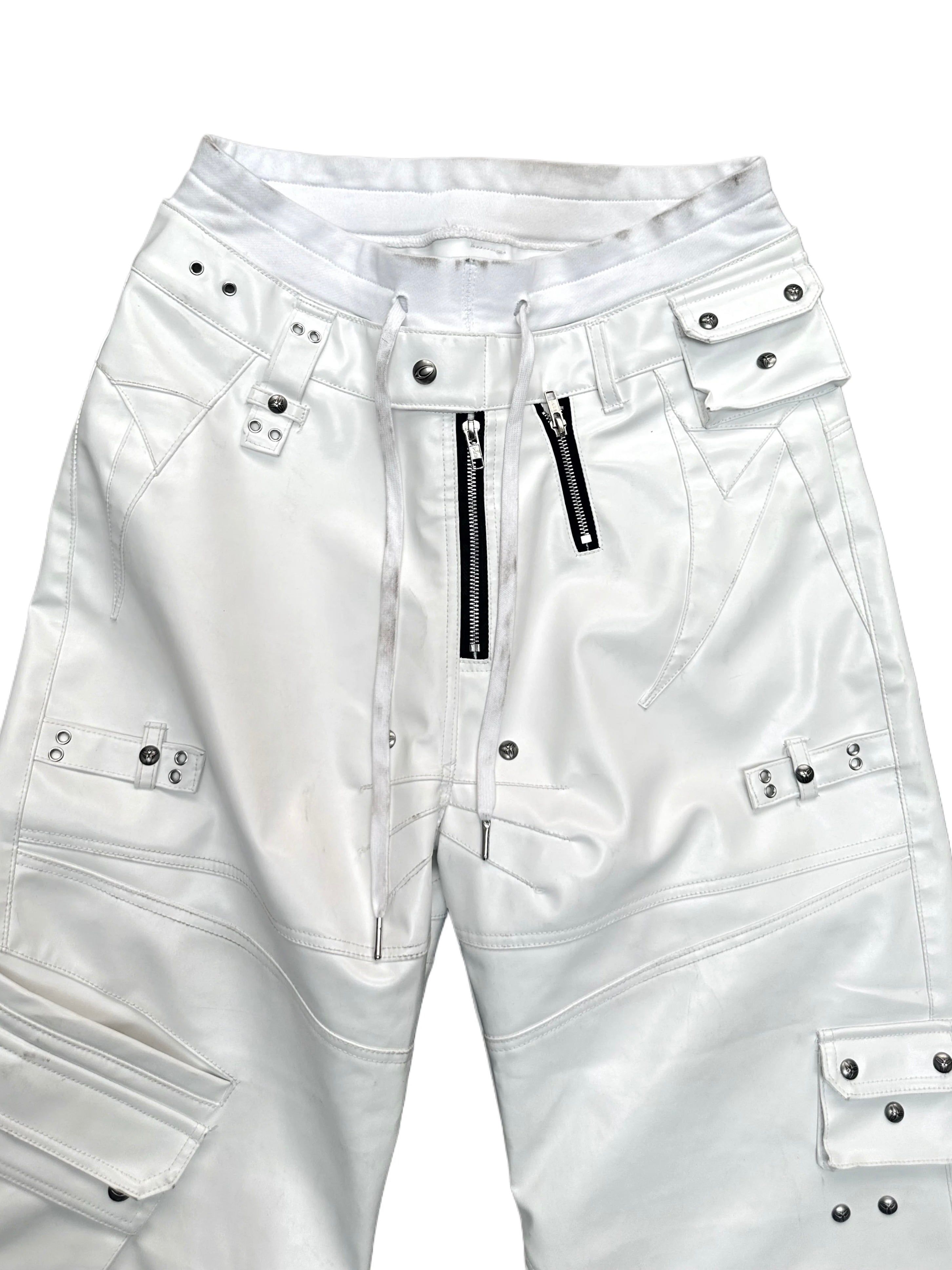 【Cozy world Wide】WHITE GHIDORAH LEATHER CARGO PANTS