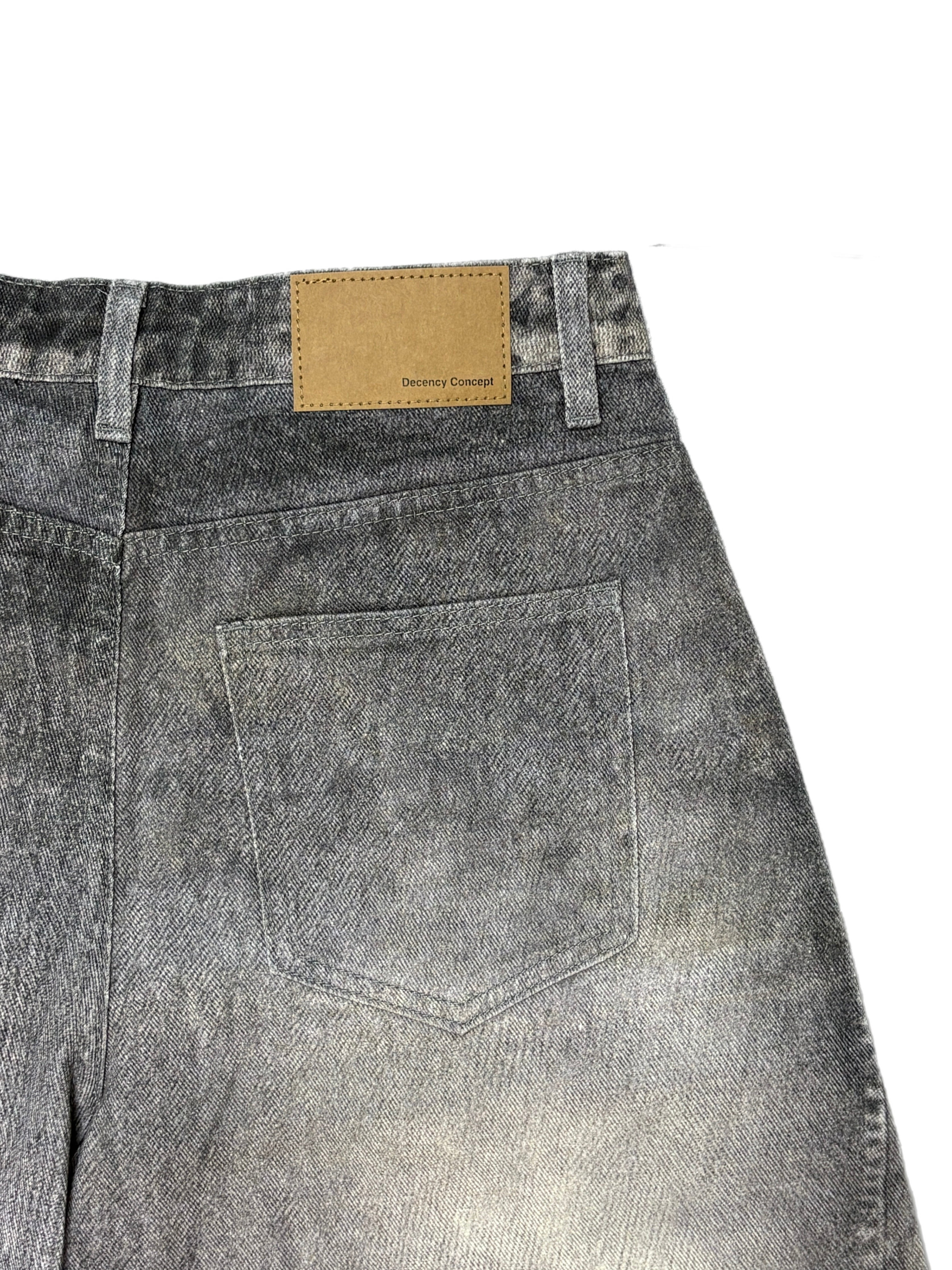 国際配送【Never mind the XU】3D print curve denim pants
