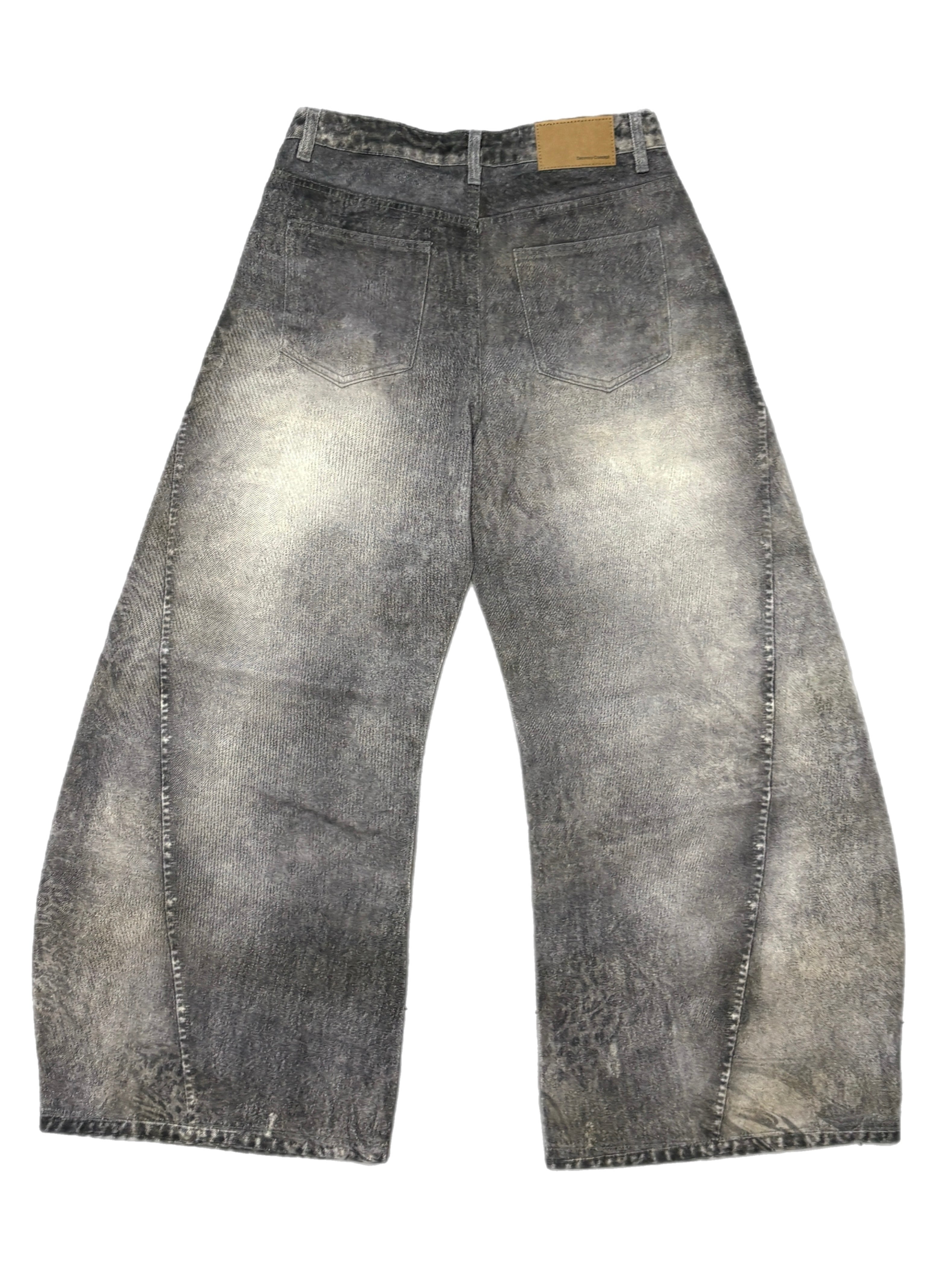 国際配送【Never mind the XU】3D print curve denim pants