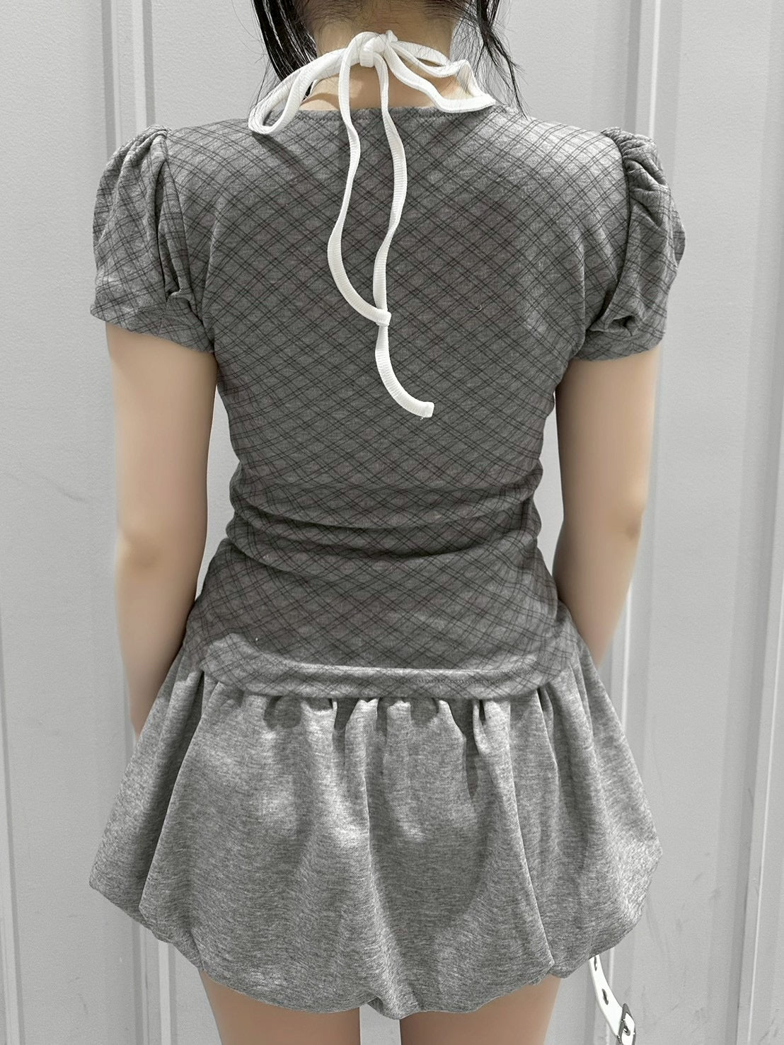受注制【nmtc+】French Ribbon Check Top (2color)