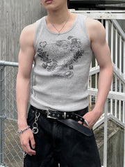 大阪店WEB限定受注制【Chikashitsu +】graphic waffle tank (2color)