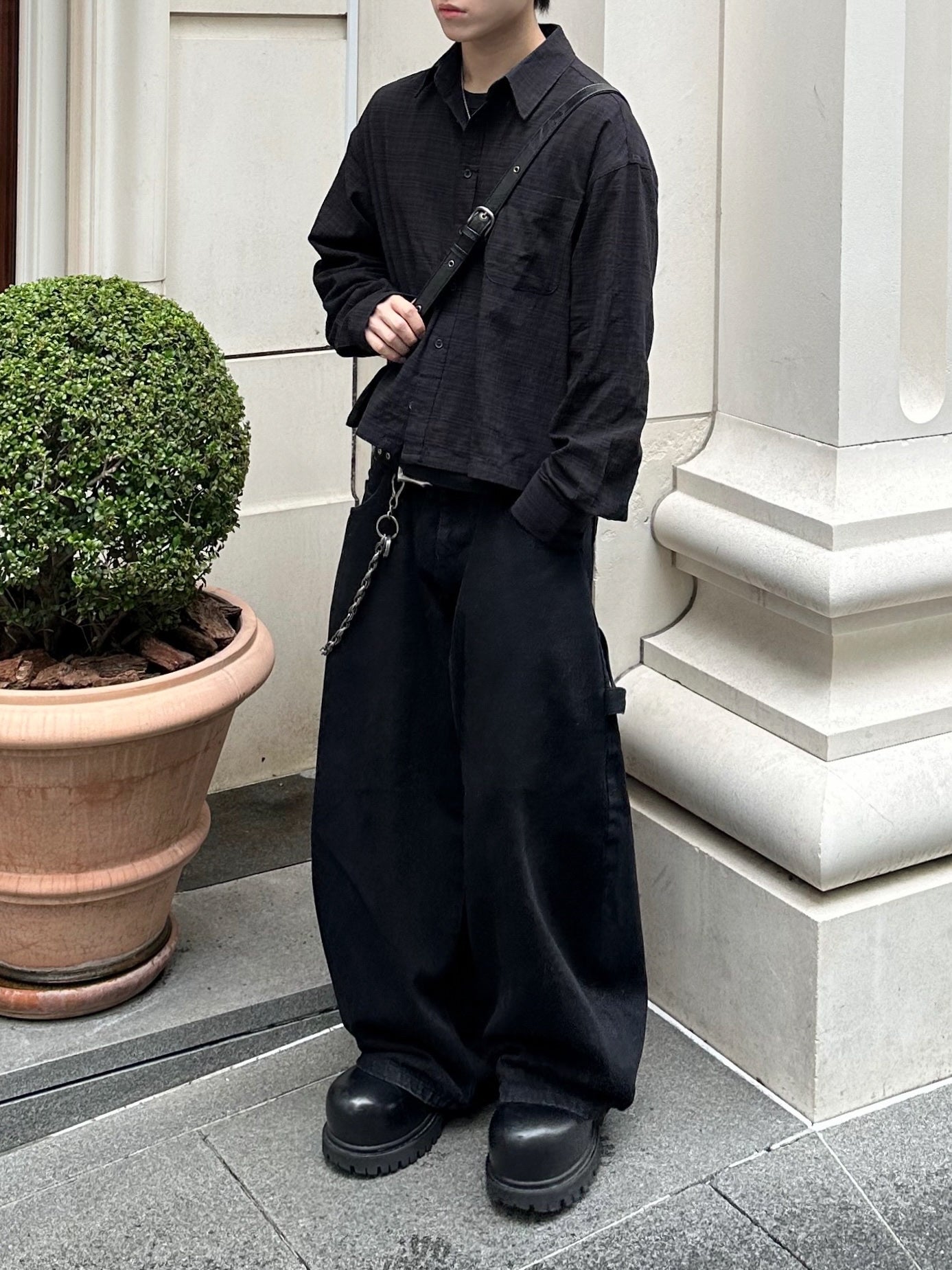 大阪店WEB限定受注制【Chikashitsu +】urban cropped check shirt (3color)
