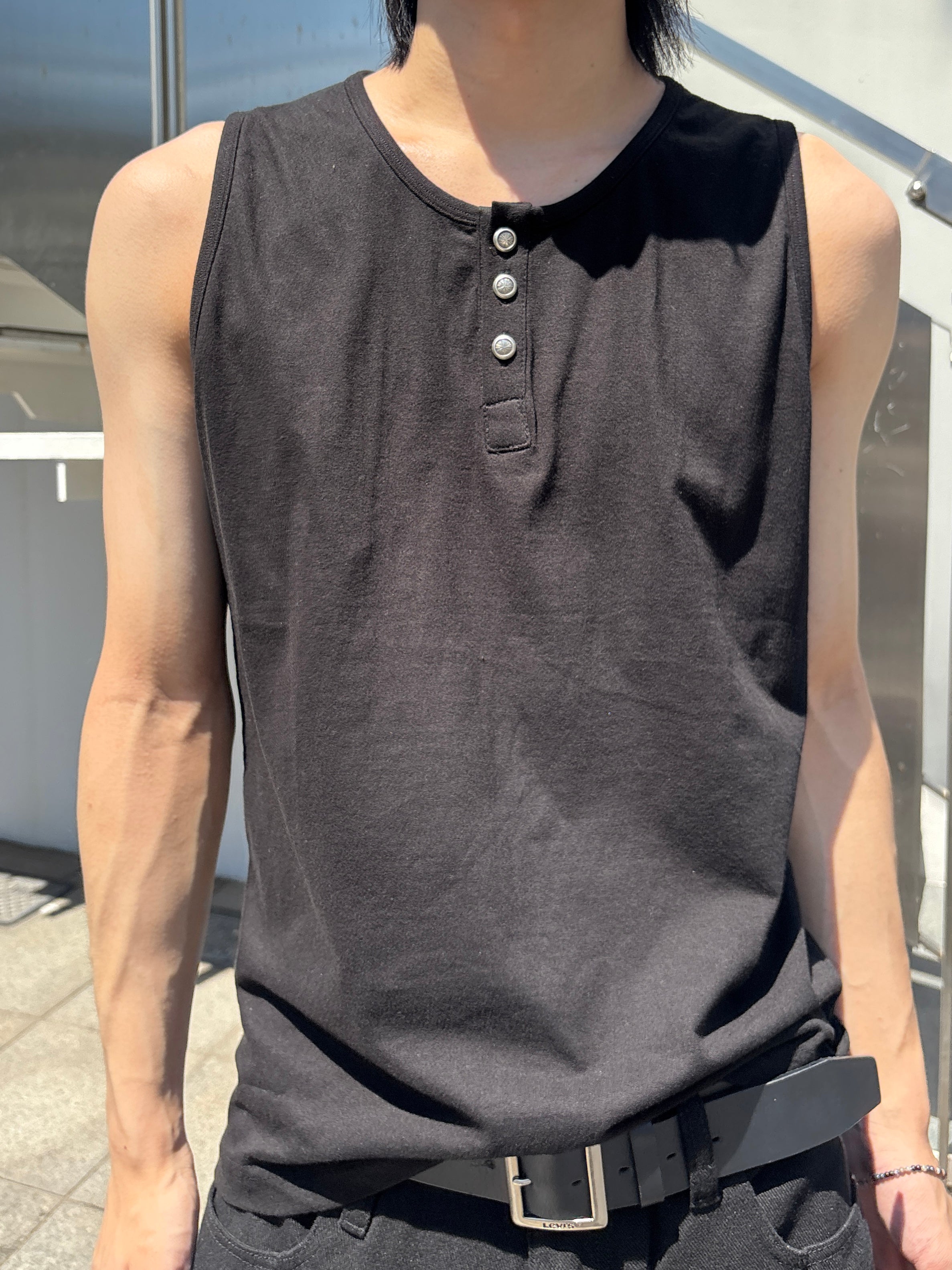 受注制【youll】Henley neck tank top (3color)