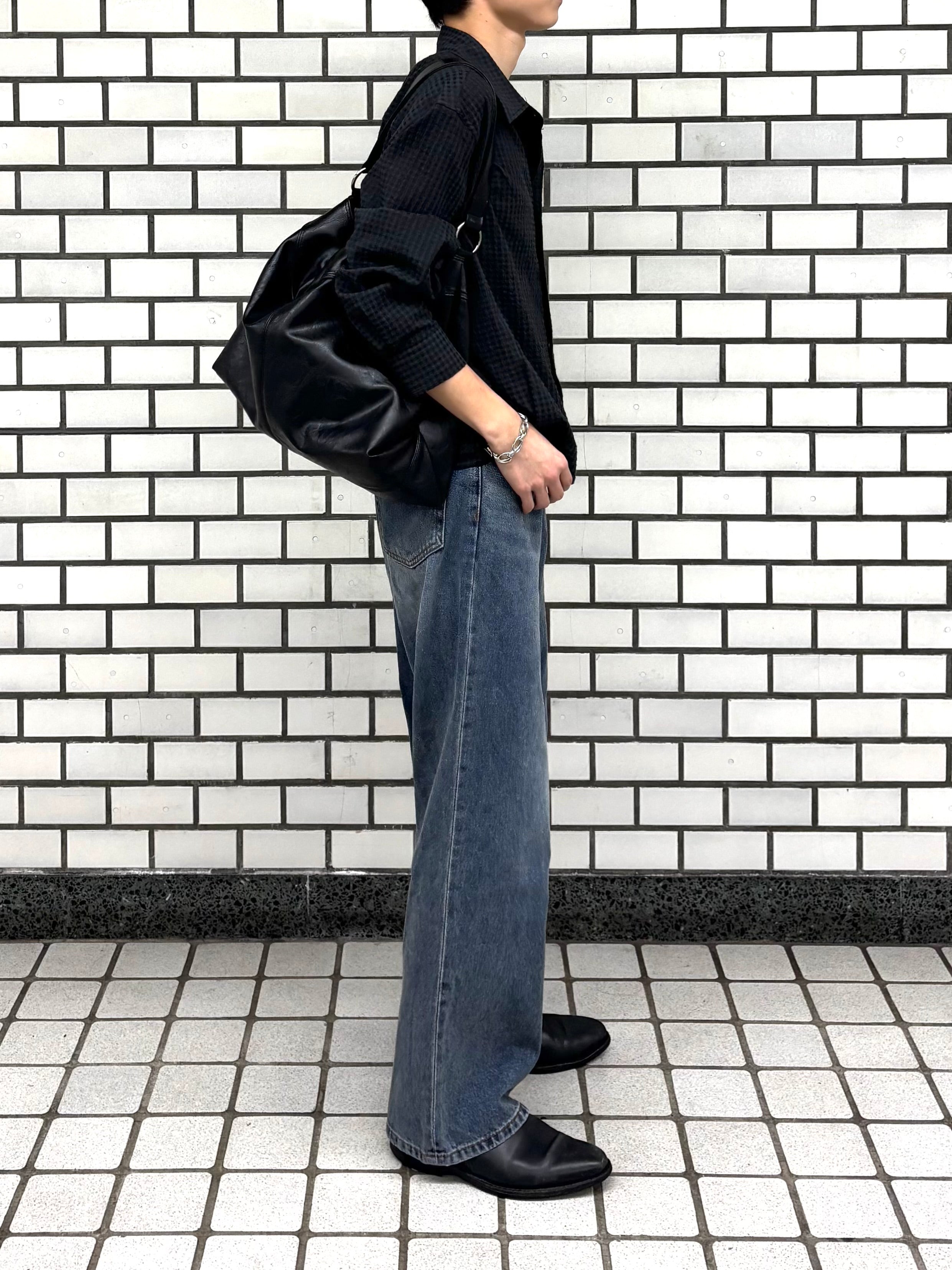 東京店WEB限定受注制【Chikashitsu +】washed wide straight denim pants (2color)