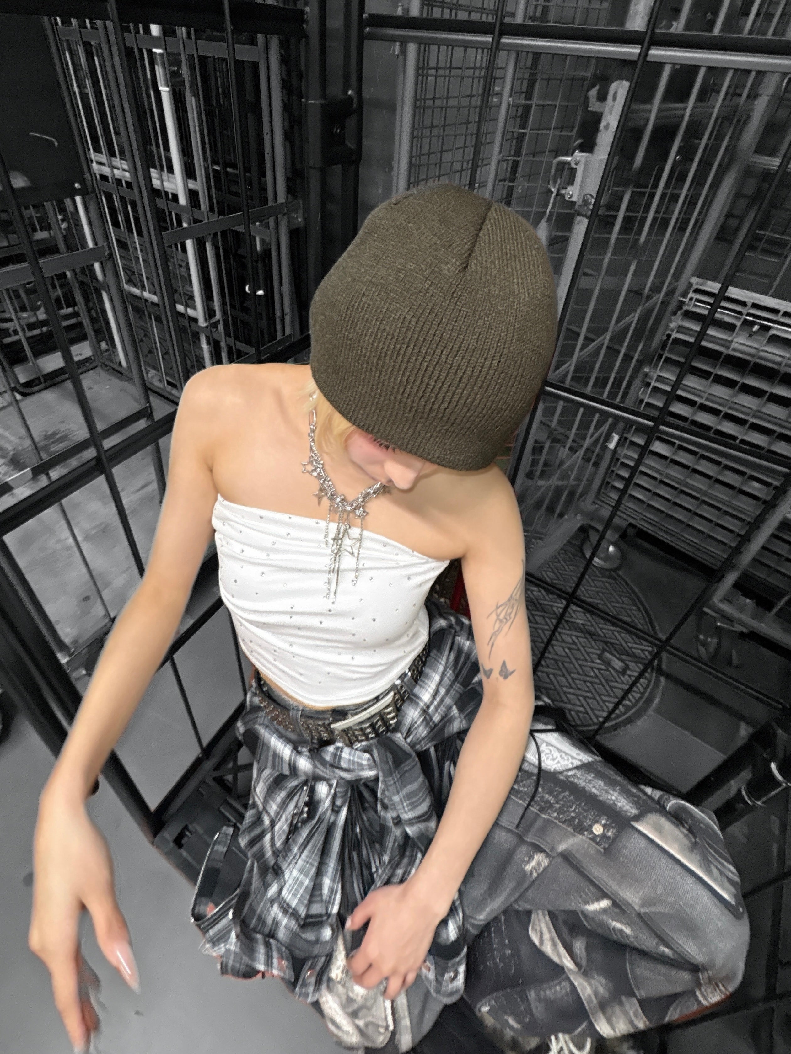 国際配送【Never mind the XU】rhinestone tubetops