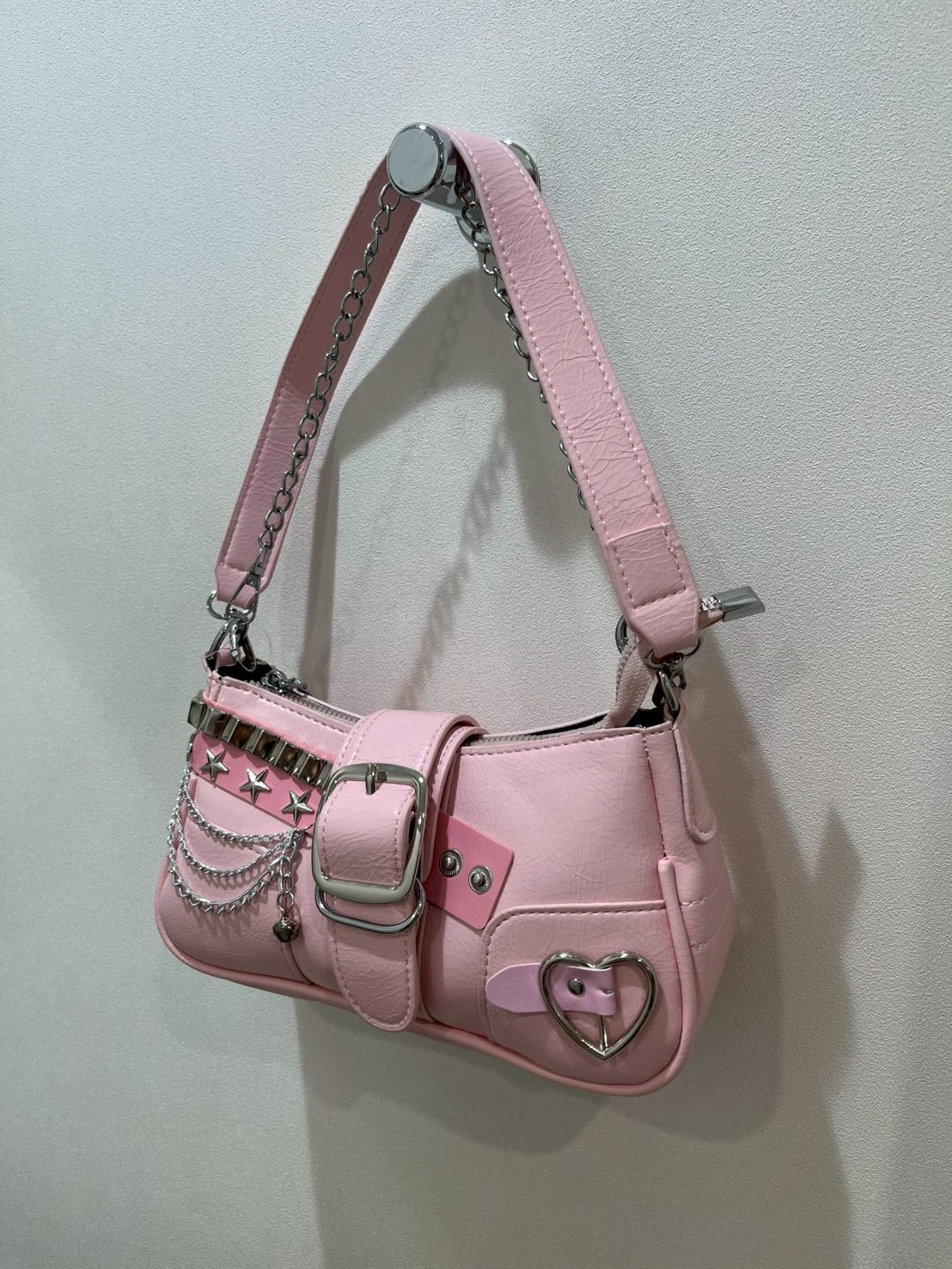7/11 20:00発売　国際配送【BABY09】y2k pink chain belt bag