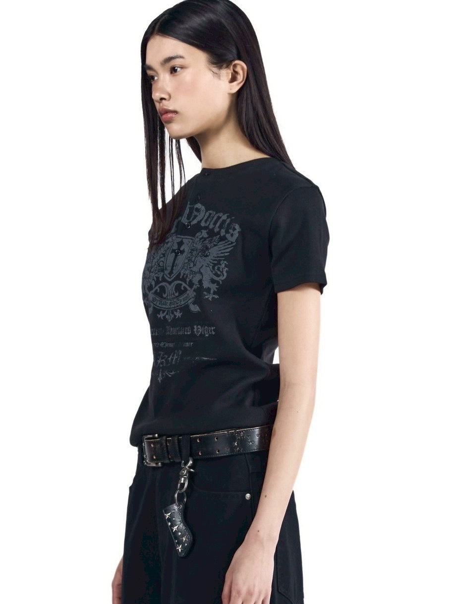 【AAKAM】Shield Henry Neck Half Top