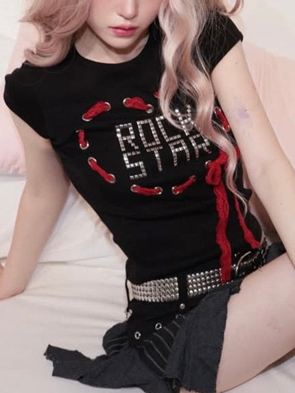 【CHERRYQUIRI】Rock Star Lace-Up Top