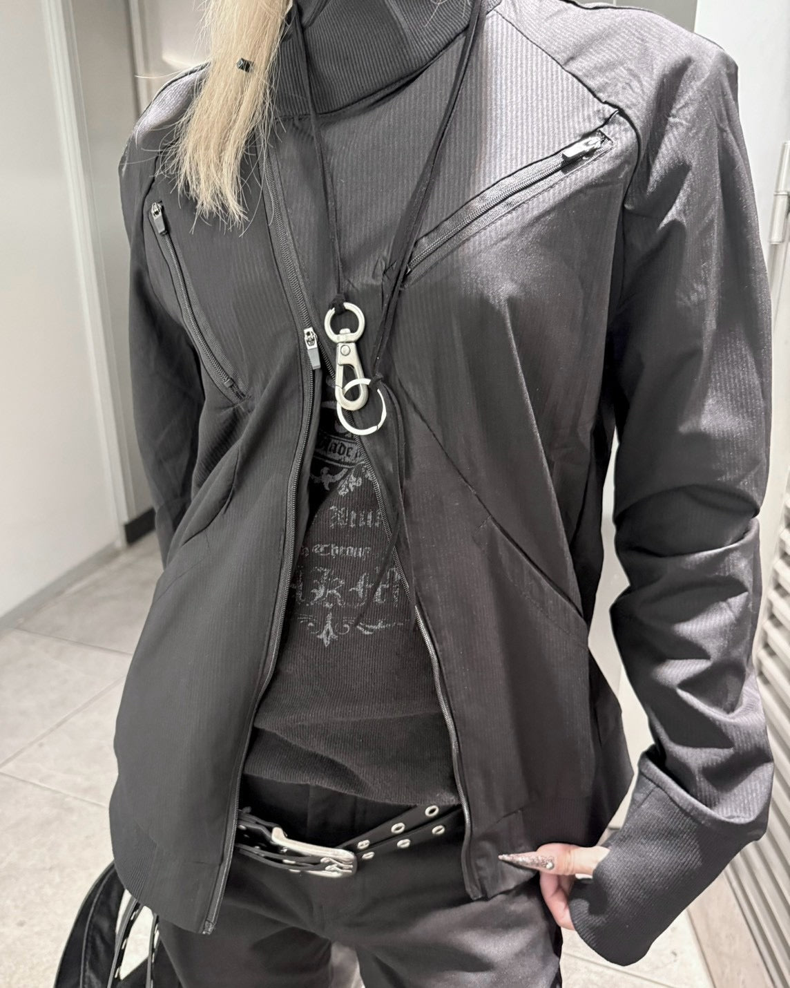 受注制【nmtc+】Asymmetric pocket zip-up Slim Jacket