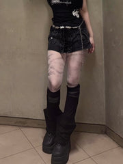 【Never mind the XU】gothic chain print tights