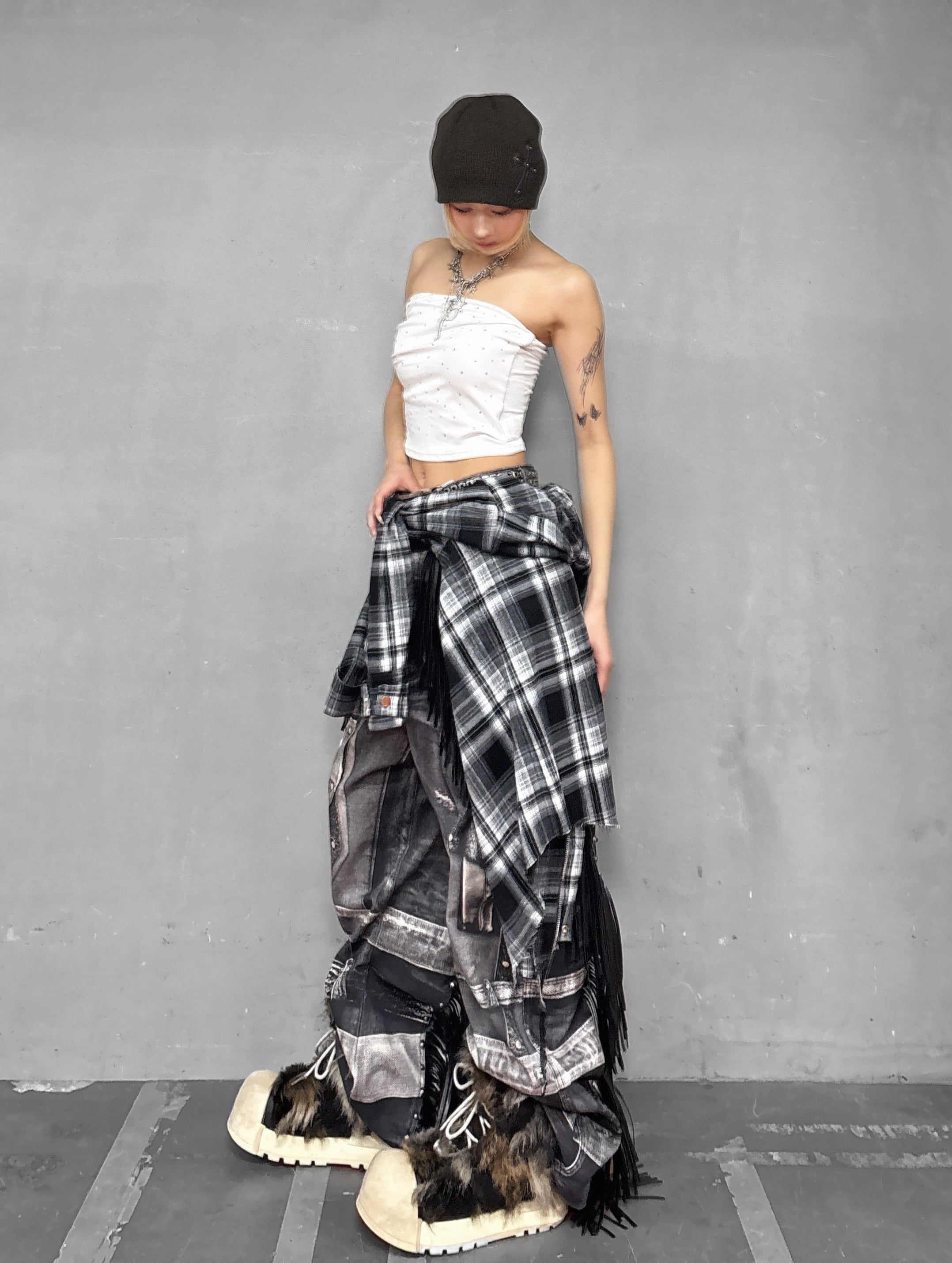 国際配送【Never mind the XU】rhinestone tubetops