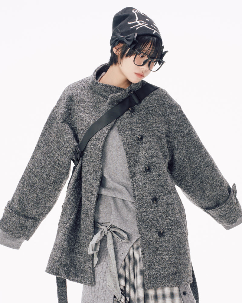 国際配送【Nerd out XU】stand collar over coat