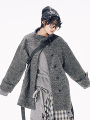 国際配送【Nerd out XU】stand collar over coat