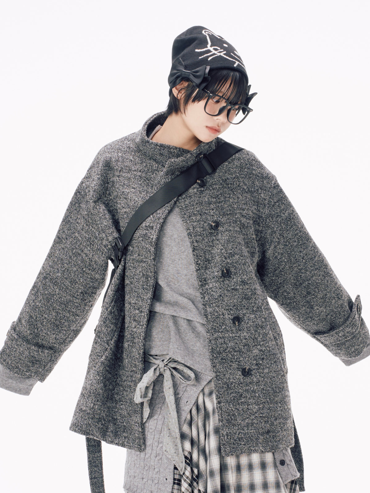 国際配送【Nerd out XU】stand collar over coat